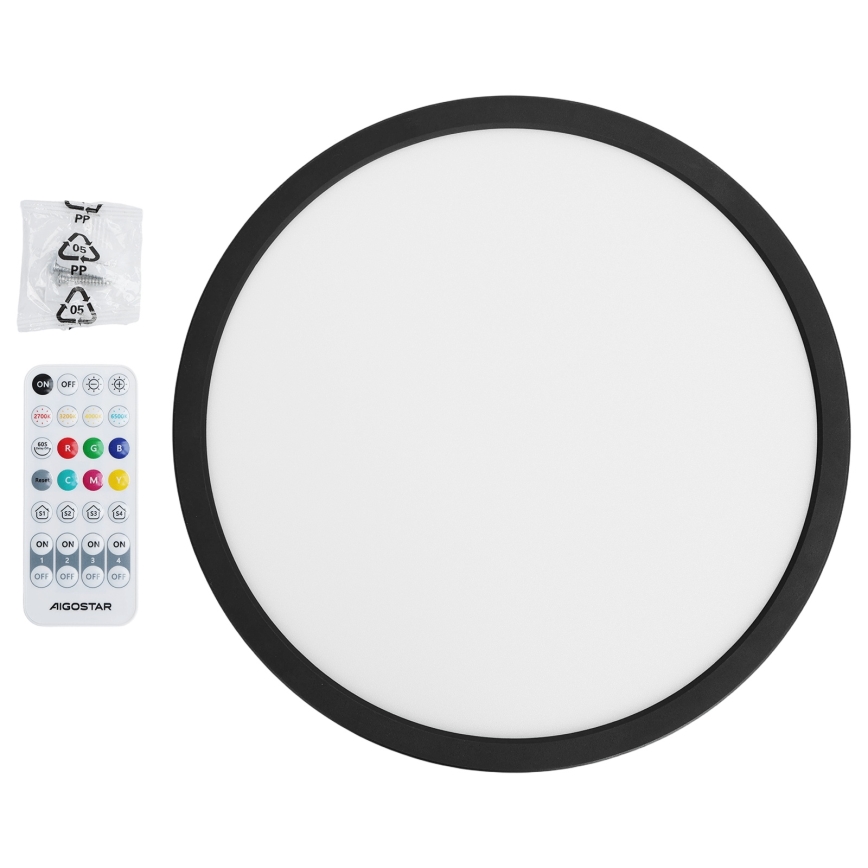 Brilagi - LED RGBW stmievateľné stropné svietidlo VIBE LED/24W/230V 3000-6500K priemer 29 cm čierne + diaľkové ovládanie