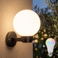 BRILAGI - LED RGBW Stmievateľné vonkajšie nástenné svietidlo HARBOR 1xE27/12W/230V 2700-6500K IP33 čierna/biela