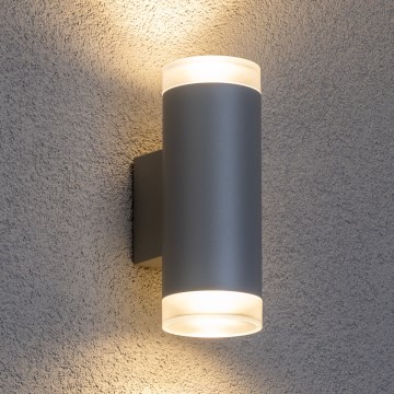 Brilagi - LED RGBW Stmievateľné vonkajšie nástenné svietidlo MATERA 2xGU10/6W/230V 3000K IP54 sivá + diaľkové ovládanie