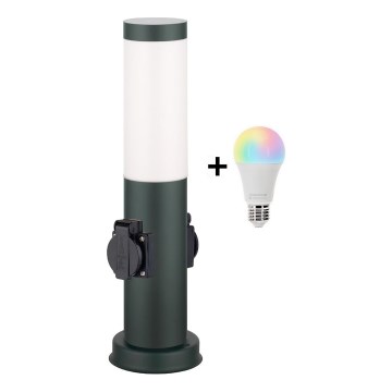 BRILAGI - LED RGBW stmievateľné vonkajšie svietidlo s 2 zásuvkami NOVA 1xE27/12W/230V 2700-6500K IP44 40 cm antracit