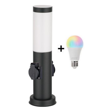 Brilagi - LED RGBW stmievateľné vonkajšie svietidlo s 2 zásuvkami NOVA 1xE27/9W/230V 2700-6500K IP44 40 cm čierne