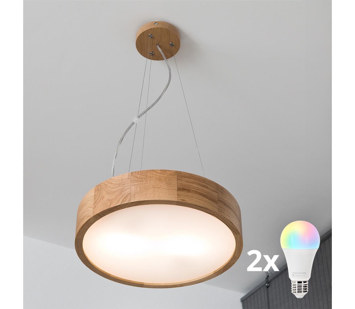 Brilagi - LED RGBW stmievateľný luster CARVALHO 2xE27/9W/230V Wi-Fi dubový priemer 37 cm BG0740+2xAI0819