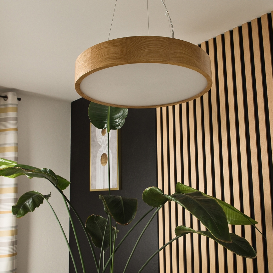 Brilagi - LED RGBW stmievateľný luster na lane CARVALHO 3×E27/15W/230V 2700–6500K Wi‑Fi dub, priemer 47,5 cm