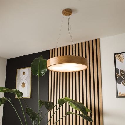 Brilagi - LED RGBW stmievateľný luster na lane CARVALHO 3×E27/15W/230V 2700–6500K Wi‑Fi dub, priemer 47,5 cm