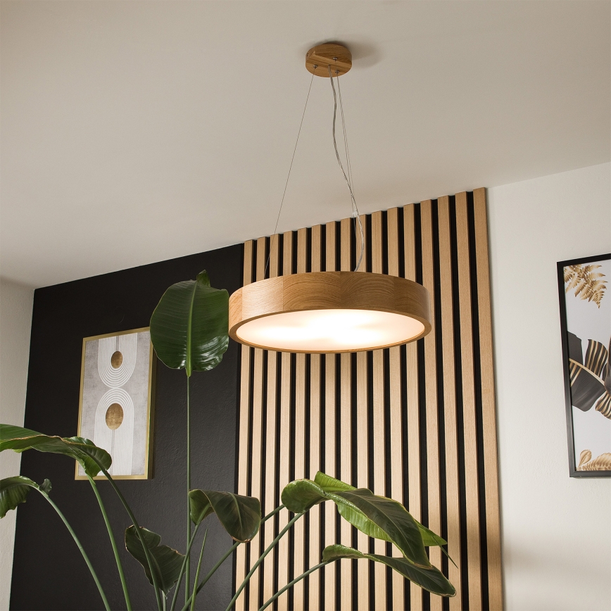 Brilagi - LED RGBW stmievateľný luster na lane CARVALHO 3×E27/15W/230V 2700–6500K Wi‑Fi dub, priemer 47,5 cm