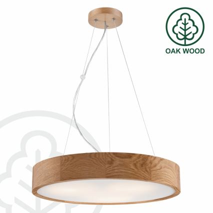 Brilagi - LED RGBW stmievateľný luster na lane CARVALHO 3×E27/15W/230V 2700–6500K Wi‑Fi dub, priemer 47,5 cm