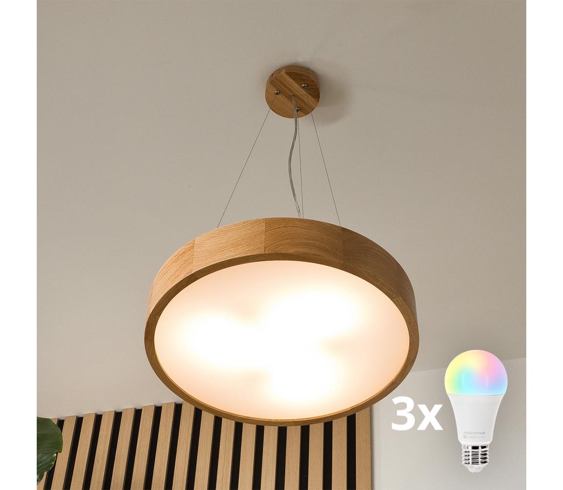 Brilagi - LED RGBW stmievateľný luster CARVALHO 3xE27/9W/230V Wi-Fi dub priemer 47,5 cm BG0739+3xAI0819
