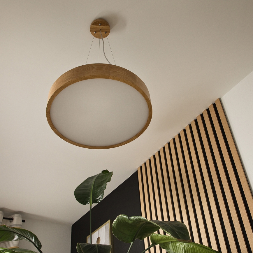 Brilagi - LED RGBW stmievateľný luster na lane CARVALHO 3×E27/9W/230V 2700–6500K Wi‑Fi dub, priemer 47,5 cm