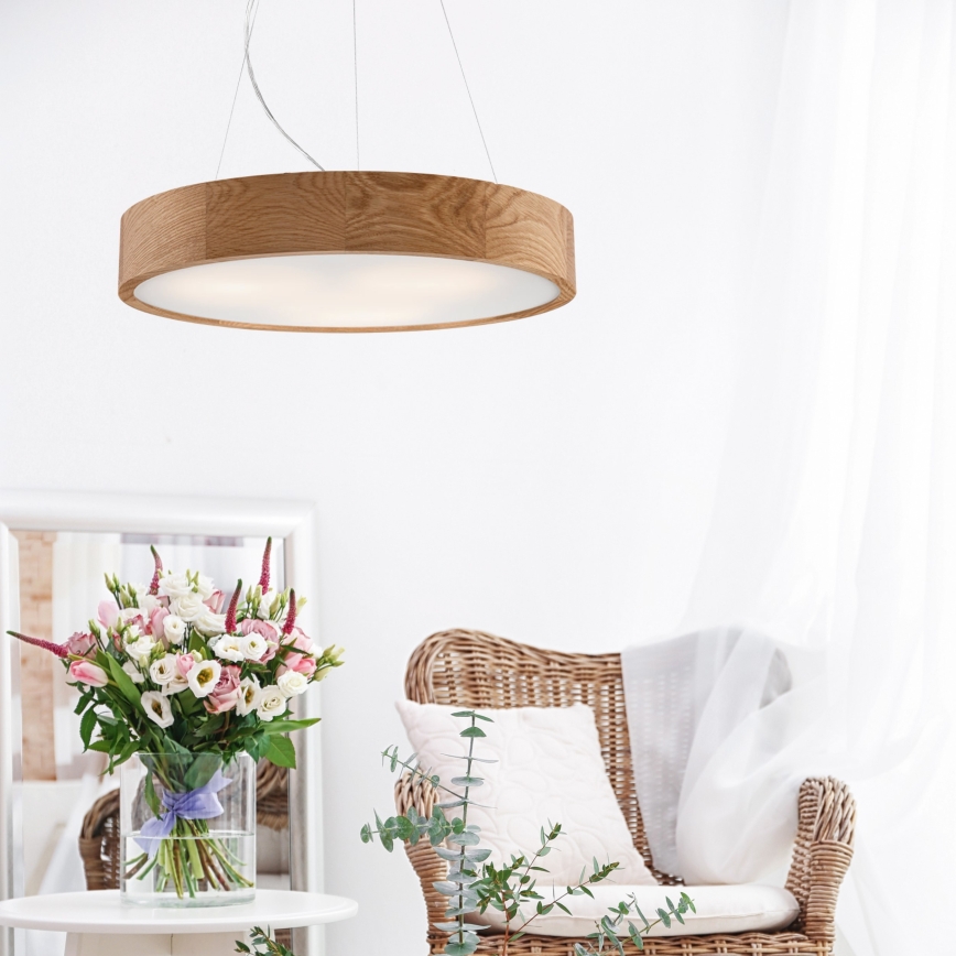 Brilagi - LED RGBW stmievateľný luster na lane CARVALHO 3×E27/9W/230V 2700–6500K Wi‑Fi dub, priemer 47,5 cm