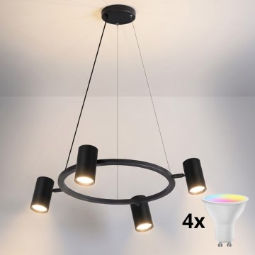 Brilagi - LED RGBW stmievateľný luster na lane SELE 4xGU10/6,5W/230V 2700-6500K čierna