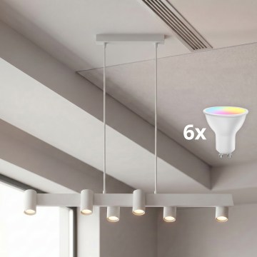 Brilagi - LED RGBW Stmievateľný luster na lankách SELE 6xGU10/6,5W/230V 2700-6500K biela + diaľkové ovládanie