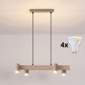 Brilagi - LED RGBW stmievateľný luster na lanku SELE 4xGU10/6,5W/230V 2700-6500K béžová