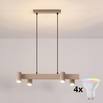Brilagi - LED RGBW stmievateľný luster na lanku SELE 4xGU10/6,5W/230V 2700-6500K béžová