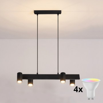 Brilagi - LED RGBW Stmievateľný luster na lanku SELE 4xGU10/6,5W/230V 2700-6500K čierna