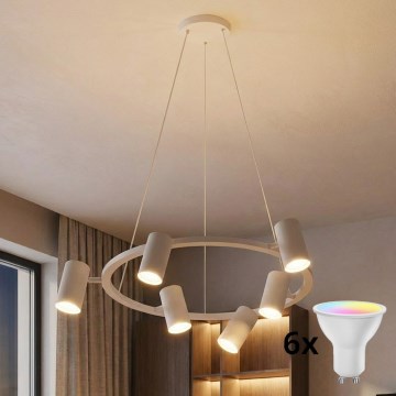 Brilagi - LED RGBW stmievateľný luster na lanku SELE 6xGU10/6,5W/230V 2700-6500K biela + diaľkové ovládanie