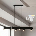 Brilagi - LED RGBW stmievateľný luster na lanku SELE 6xGU10/6,5W/230V 2700-6500K čierna + diaľkové ovládanie
