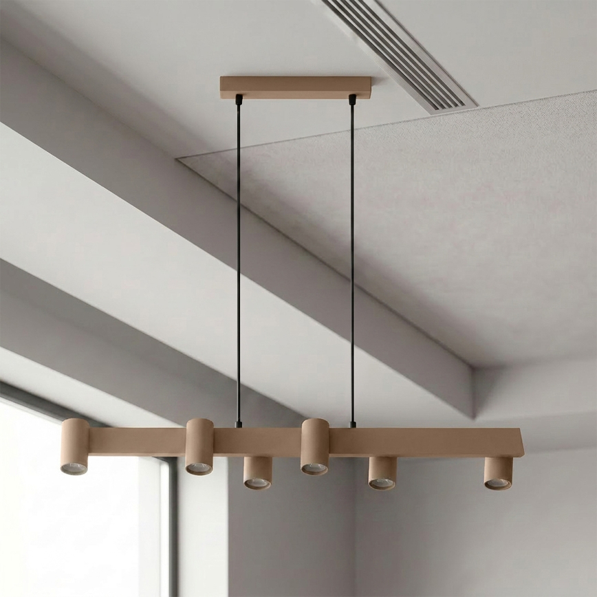 Brilagi - LED RGBW Stmievateľný luster na lane SELE 6xGU10/6,5W/230V 2700-6500K béžový + diaľkové ovládanie