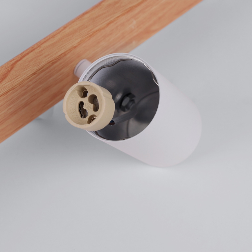 Brilagi - LED RGBW Stmievateľný luster na lanku SELE 6xGU10/6,5W/230V 2700-6500K biela/dubový dekor + diaľkové ovládanie