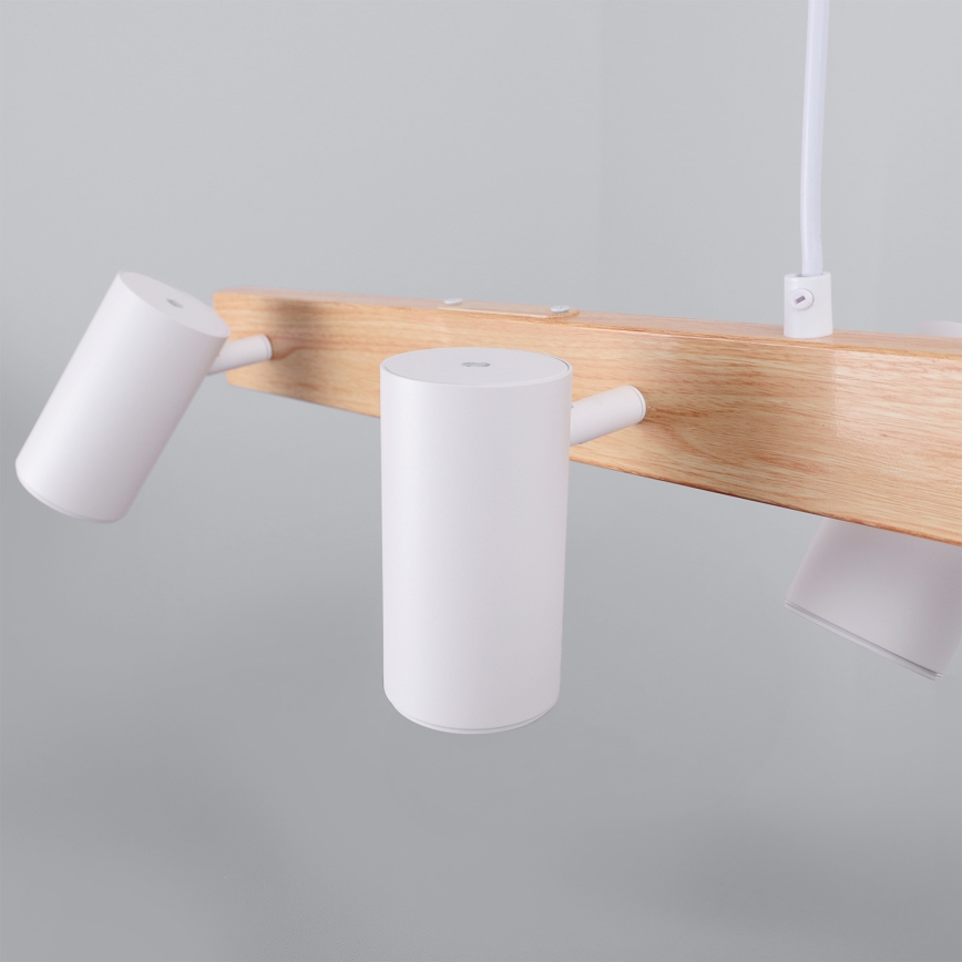 Brilagi - LED RGBW Stmievateľný luster na lanku SELE 6xGU10/6,5W/230V 2700-6500K biela/dubový dekor + diaľkové ovládanie