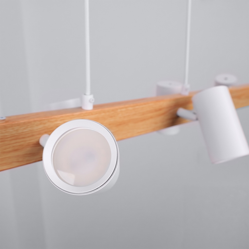 Brilagi - LED RGBW Stmievateľný luster na lanku SELE 6xGU10/6,5W/230V 2700-6500K biela/dubový dekor + diaľkové ovládanie