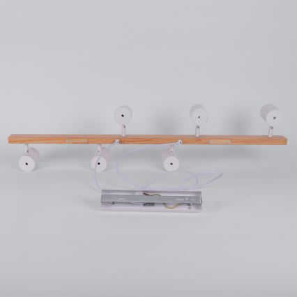 Brilagi - LED RGBW Stmievateľný luster na lanku SELE 6xGU10/6,5W/230V 2700-6500K biela/dubový dekor + diaľkové ovládanie