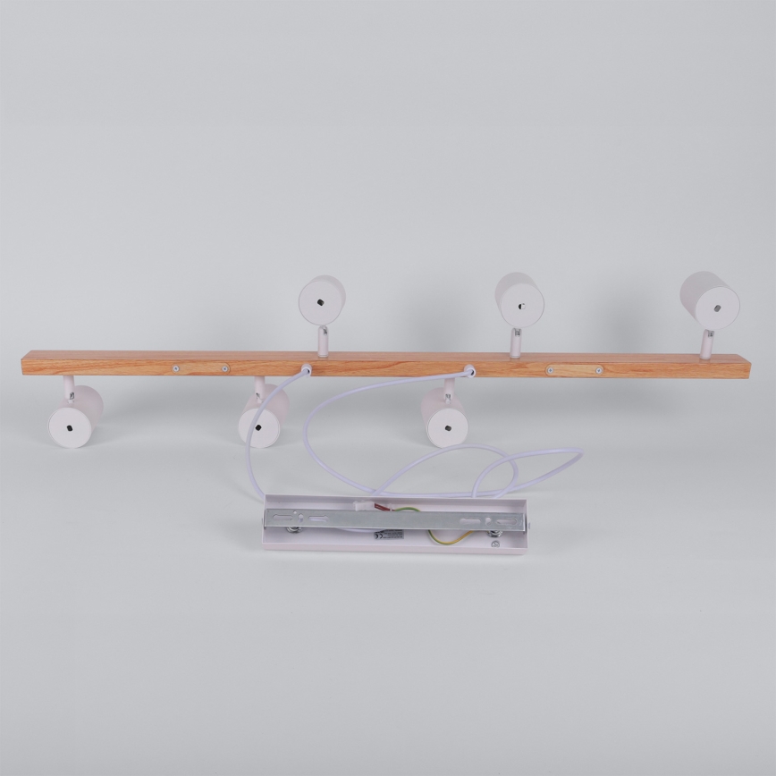Brilagi - LED RGBW Stmievateľný luster na lanku SELE 6xGU10/6,5W/230V 2700-6500K biela/dubový dekor + diaľkové ovládanie