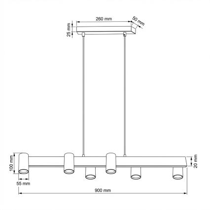 Brilagi - LED RGBW Stmievateľný luster na lanku SELE 6xGU10/6,5W/230V 2700-6500K biela/dubový dekor + diaľkové ovládanie
