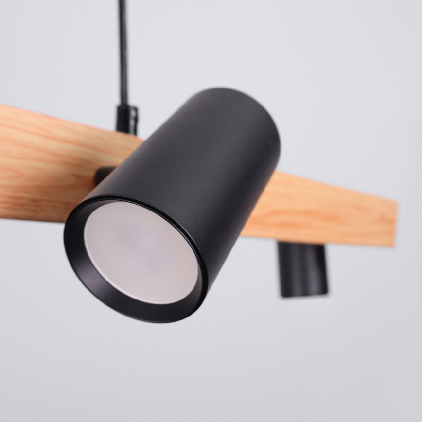 Brilagi - LED RGBW Stmievateľný luster na lanku SELE 6xGU10/6,5W/230V 2700-6500K čierna/dubový dekor + diaľkové ovládanie