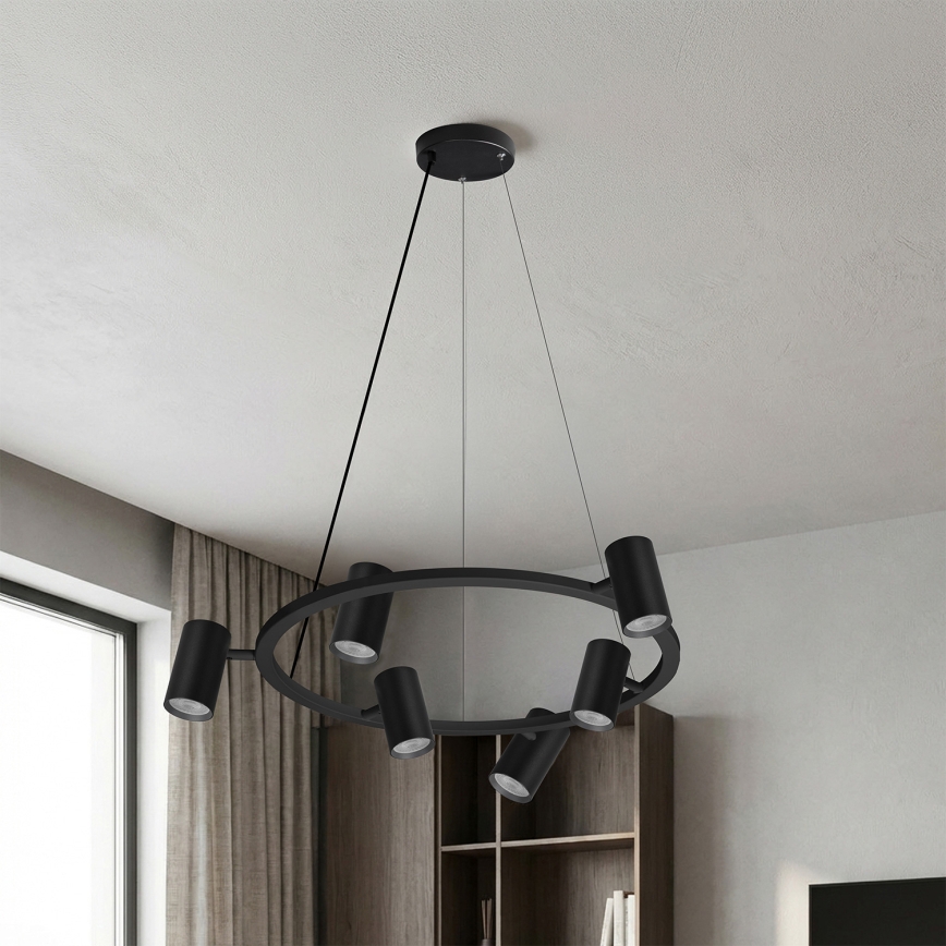 Brilagi - LED RGBW Stmievateľný závesný luster na lanku SELE 6xGU10/6,5W/230V 2700-6500K čierna + diaľkové ovládanie