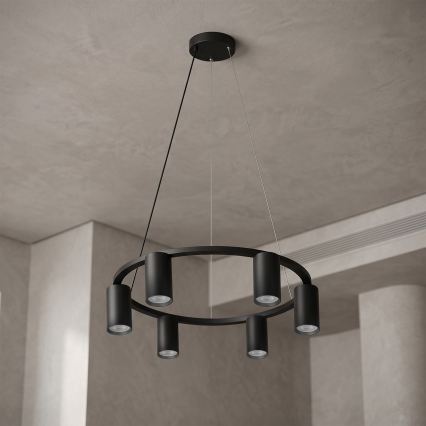 Brilagi - LED RGBW stmievateľný luster na lanku SELE 6xGU10/6,5W/230V 2700-6500K čierna + diaľkové ovládanie