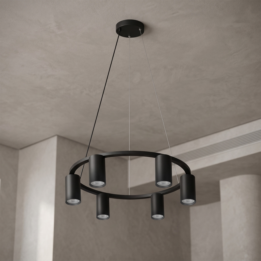 Brilagi - LED RGBW stmievateľný luster na lanku SELE 6xGU10/6,5W/230V 2700-6500K čierna + diaľkové ovládanie
