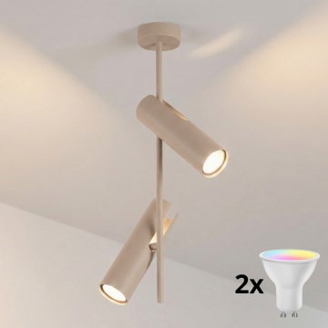 Brilagi - LED RGBW Stmievateľný luster na tyči BRANCH 2xGU10/6,5W/230V 2700-6500K béžová