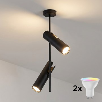 Brilagi - LED RGBW Stmievateľný luster na tyči BRANCH 2xGU10/6,5W/230V 2700-6500K čierny