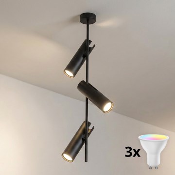 Brilagi - LED RGBW Stmievateľný luster na tyči BRANCH 3xGU10/6,5W/230V 2700-6500K čierna