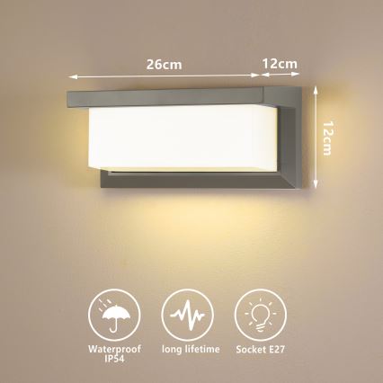 Brilagi - LED RGBW stmievateľné vonkajšie nástenné svietidlo BRICKY 1xE27/15W/230V 2700-6500K IP54 sivá