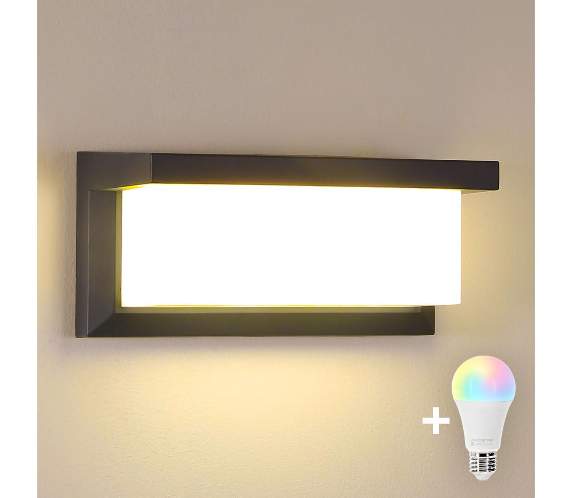 Brilagi -LED RGBW Vonkajšie nástenné svietidlo BRICKY 1xE27/9W/230V antracit IP54 BG1025+AI0819