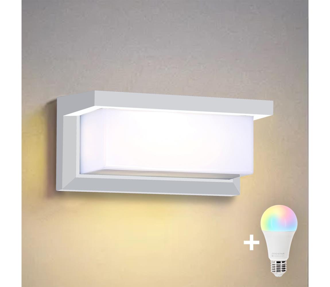 Brilagi - LED RGBW Vonkajšie nástenné svietidlo BRICKY 1xE27/9W/230V biela IP54 BG1697+AI0819
