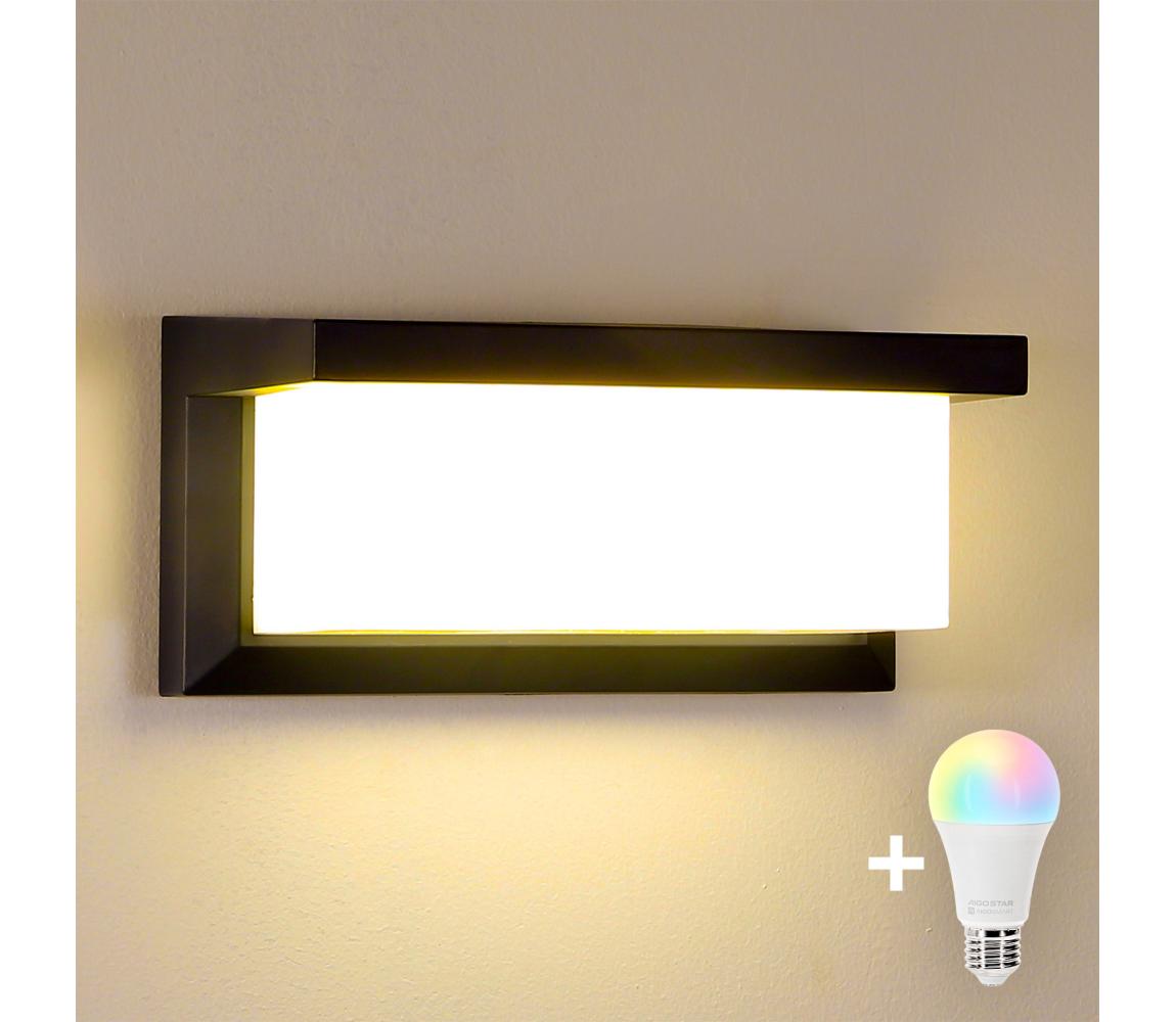 Brilagi - LED RGBW vonkajšie nástenné svietidlo BRICKY 1xE27/9W/230V čierne IP54 BG1024+AI0819