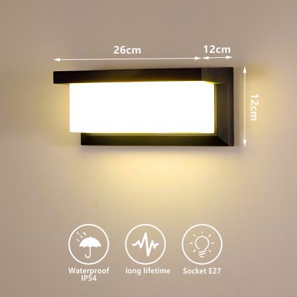 Brilagi - LED RGBW Stmievané vonkajšie nástenné svietidlo BRICKY 1xE27/9W/230V 2700-6500K IP54 čierna