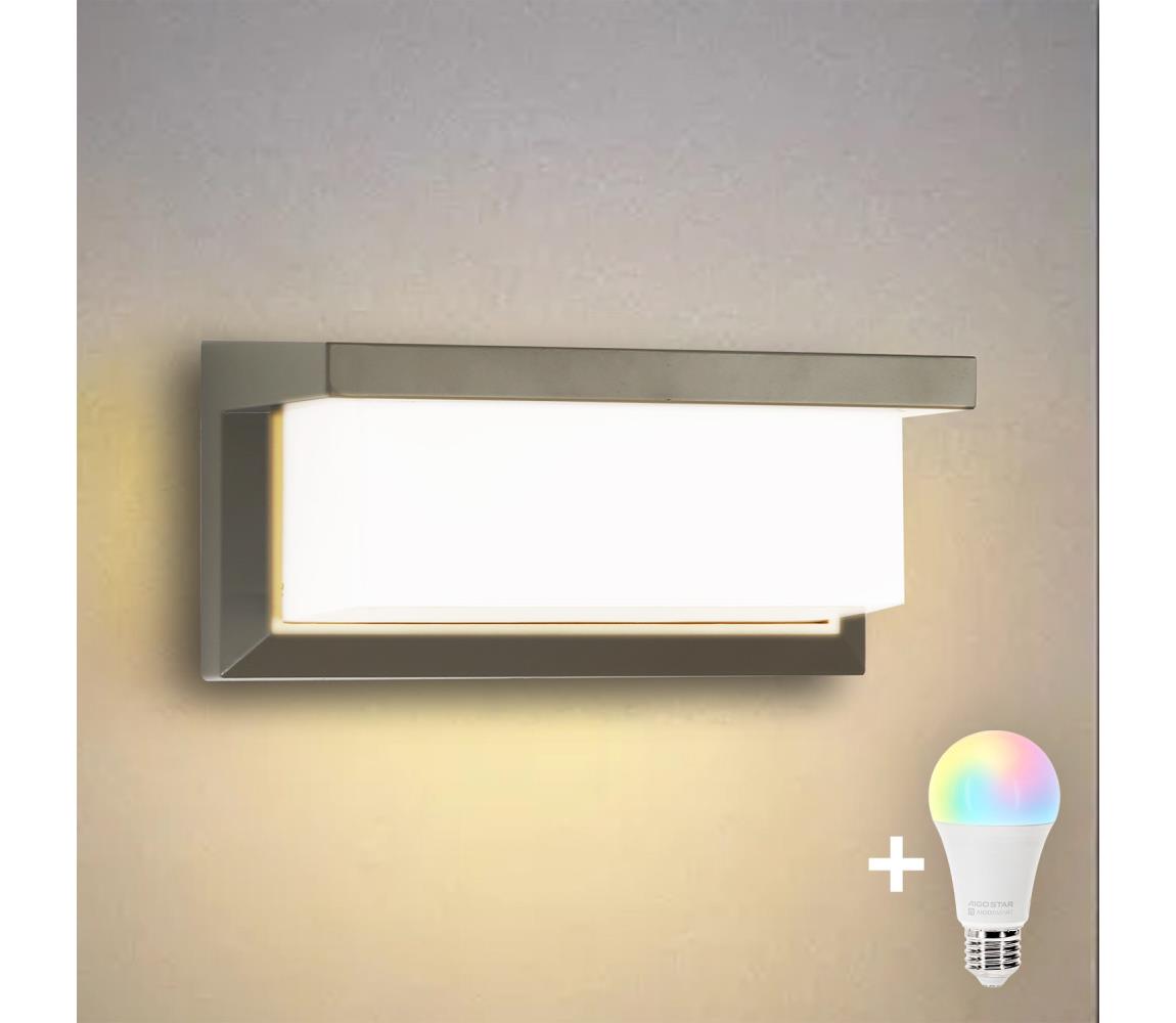 Brilagi - LED RGBW Vonkajšie nástenné svietidlo BRICKY 1xE27/9W/230V sivá IP54 BG1696+AI0819
