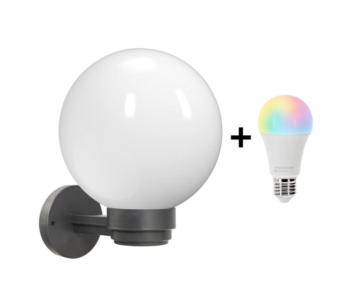 Brilagi -LED RGBW Vonkajšie nástenné svietidlo HARBOR 1xE27/9W/230V IP33 antracit/biela BG3642+AI0819