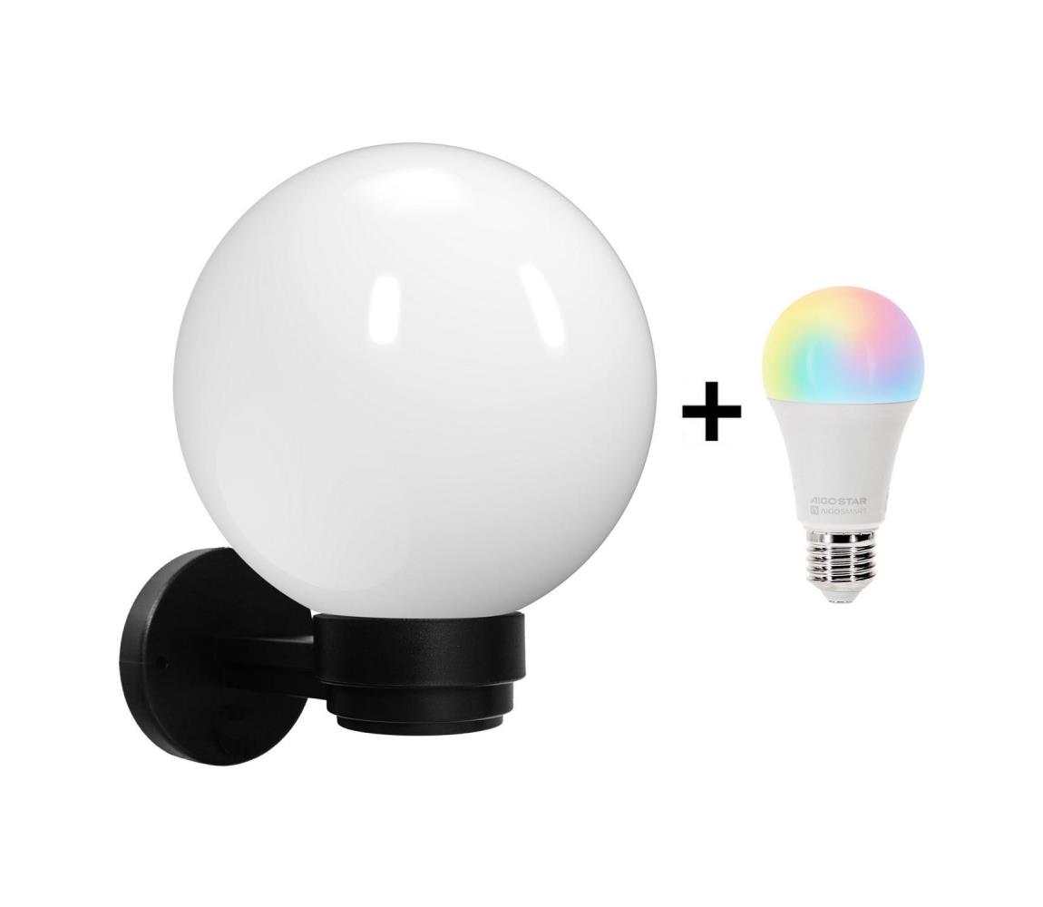 Brilagi-LED RGBW Vonkajšie nástenné svietidlo HARBOR 1xE27/9W/230V IP33 čierna/biela BG3638+AI0819