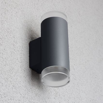 Brilagi - LED RGBW stmievateľné vonkajšie nástenné svietidlo MATERA 2xGU10/4,8W/230V 3000K IP54 antracit + diaľkové ovládanie
