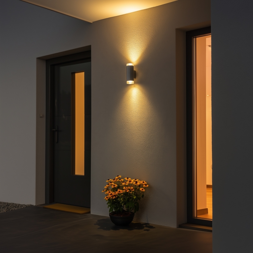 Brilagi - LED RGBW Stmievateľné vonkajšie nástenné svietidlo MATERA 2xGU10/4,8W/230V 3000K IP54 sivá + diaľkové ovládanie