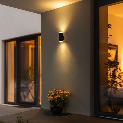 Brilagi - LED RGBW stmievateľné vonkajšie nástenné svietidlo MATERA 2xGU10/6W/230V 3000K IP54 čierna + diaľkové ovládanie