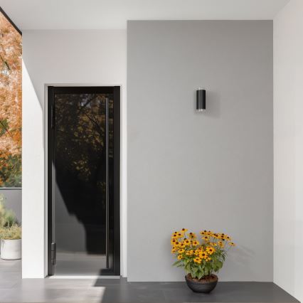 Brilagi - LED RGBW stmievateľné vonkajšie nástenné svietidlo MATERA 2xGU10/6W/230V 3000K IP54 čierna + diaľkové ovládanie