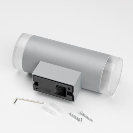 Brilagi - LED RGBW Stmievateľné vonkajšie nástenné svietidlo MATERA 2xGU10/6W/230V 3000K IP54 sivá + diaľkové ovládanie