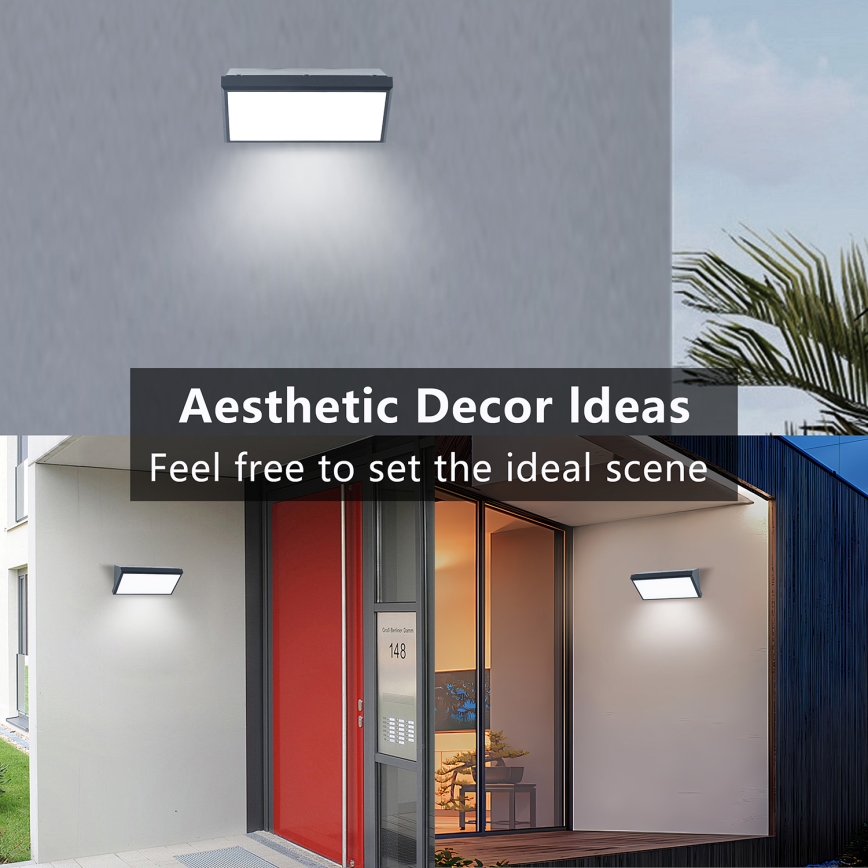 Brilagi - LED RGBW stmievateľné vonkajšie nástenné svietidlo TRIANGLE 1xE27/15W/230V 2700-6500K IP65 antracit