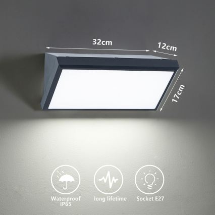 Brilagi - LED RGBW stmievateľné vonkajšie nástenné svietidlo TRIANGLE 1xE27/9W/230V 2700-6500K IP65 antracit