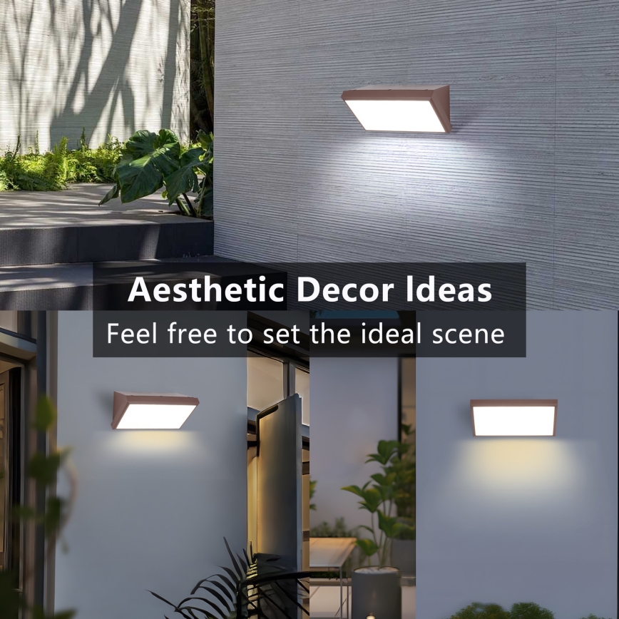 Brilagi - LED RGBW Stlmiteľné vonkajšie nástenné svietidlo TRIANGLE 1xE27/9W/230V 2700-6500K IP65 hnedá